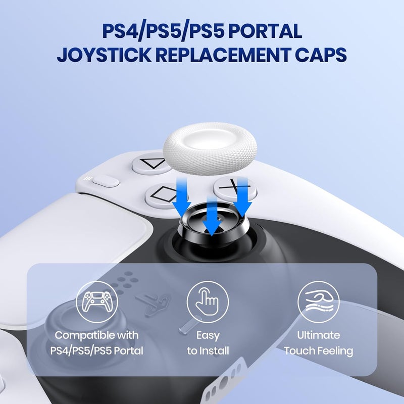 Newdery Joystick Replacement Grip Caps for PS4/PS5 Controller, for PS4/PS5 Thumb Grips Caps, Anti-Stickiness, Anti-Slip, Anti-Scratch, for PS4/PS5 Joystick Caps Replacement(10pcs) -White - Image 3